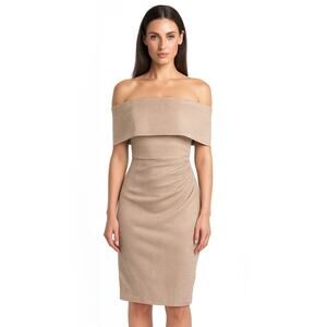 Vince Camuto Champagne Shimmer Off The Shoulder Sheath Dress Size 8 NWT